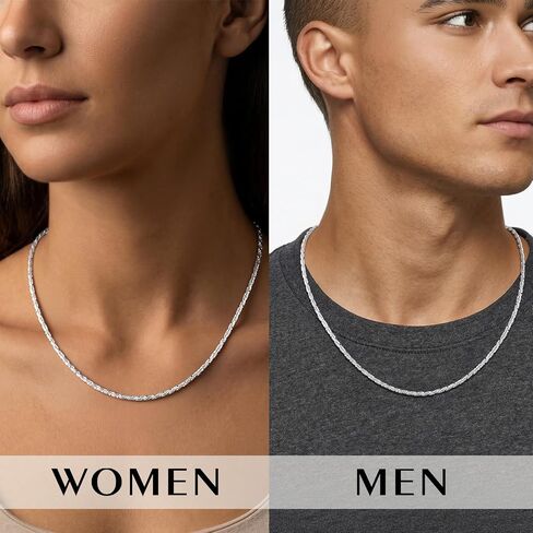 S925 Sterling Silver Necklace for Women - 3.5mm S925 Sterling Silver Twisted Rope Chain Necklace Handmade Jewelry Silver Necklaces for Women 16/18/20/22/24 Inch in Saudi Arabia