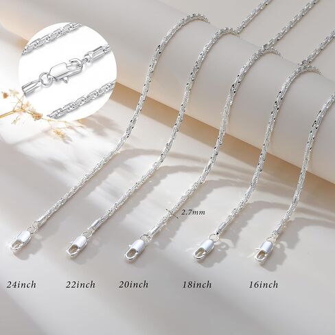 S925 Sterling Silver Necklace for Women - 3.5mm S925 Sterling Silver Twisted Rope Chain Necklace Handmade Jewelry Silver Necklaces for Women 16/18/20/22/24 Inch in Saudi Arabia