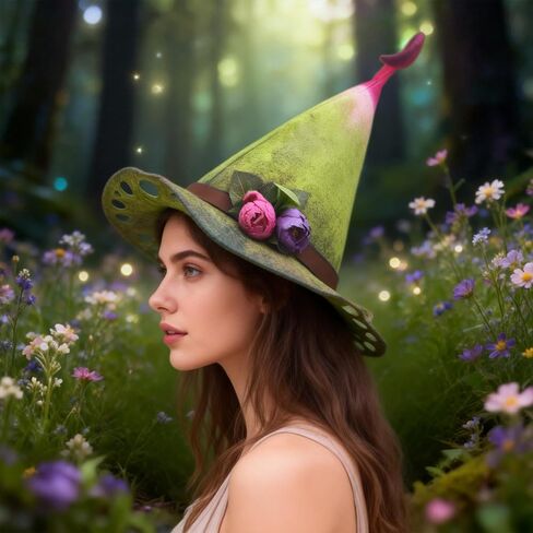 Flower Hat Fairy Costume for Women,Pink Witch Hats Halloween Cosplay Adult Party Festive in Saudi Arabia