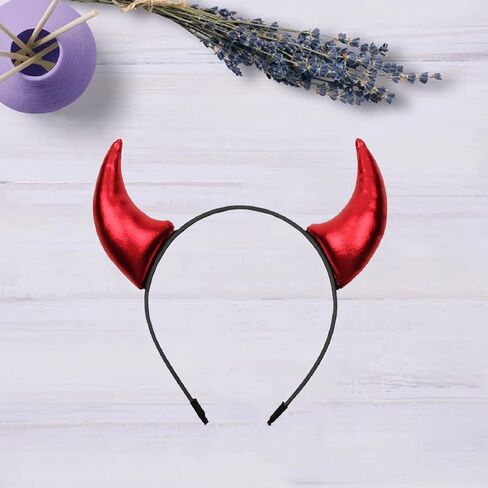 Red Devil Horns Headband Glitter Hairband Headpiece Halloween Dress Cosplay Costume Accessories in Saudi Arabia
