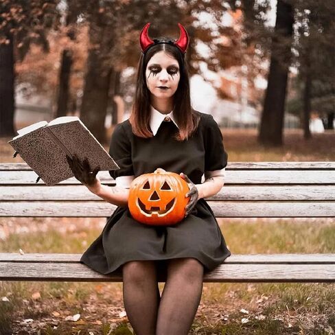 Red Devil Horns Headband Glitter Hairband Headpiece Halloween Dress Cosplay Costume Accessories in Saudi Arabia