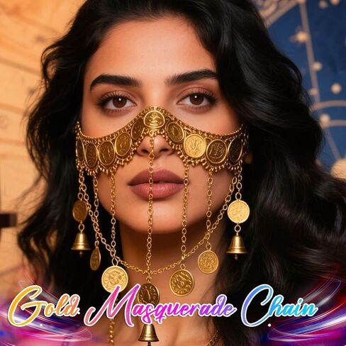 سلسلة رأس عملة معدنية من Akmla، غطاء رأس ذهبي، سلاسل شعر للمهرجانات، أغطية رأس تنكرية للنساء in Kuwait