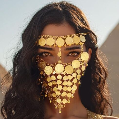 سلسلة رأس عملة معدنية من Akmla، غطاء رأس ذهبي، سلاسل شعر للمهرجانات، أغطية رأس تنكرية للنساء in Kuwait