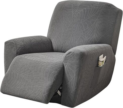 FUANGUI Recliner Chair Cover 4-Pieces Lazyboy Cover for Recliner Chair with Storage Pockets Furniture Protector for Living Room, Jacquard Sofa Slipcover for Kids, Pets, Dog and Cat, 10 in Saudi Arabia
