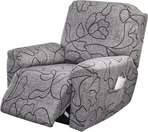FUANGUI Recliner Chair Cover 4-Pieces Lazyboy Cover for Recliner Chair with Storage Pockets Furniture Protector for Living Room, Jacquard Sofa Slipcover for Kids, Pets, Dog and Cat, 10 in Saudi Arabia