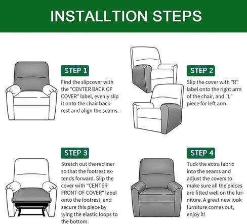 FUANGUI Recliner Chair Cover 4-Pieces Lazyboy Cover for Recliner Chair with Storage Pockets Furniture Protector for Living Room, Jacquard Sofa Slipcover for Kids, Pets, Dog and Cat, 10 in Saudi Arabia