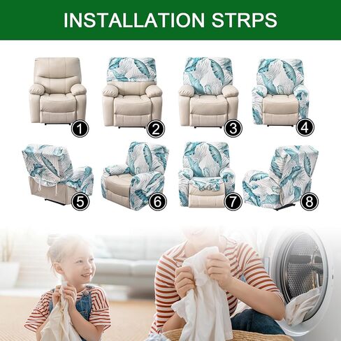 FUANGUI Recliner Chair Cover 4-Pieces Lazyboy Cover for Recliner Chair with Storage Pockets Furniture Protector for Living Room, Jacquard Sofa Slipcover for Kids, Pets, Dog and Cat, 10 in Saudi Arabia