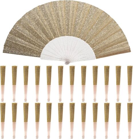48 Pack Handheld Foldable Fan,Glitter Fan for Weddings, Tea Parties, Bridal Showers & Party Favors, Decorative Folding Fan (Light Green) in Saudi Arabia