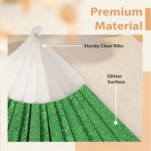 48 Pack Handheld Foldable Fan,Glitter Fan for Weddings, Tea Parties, Bridal Showers & Party Favors, Decorative Folding Fan (Light Green) in Saudi Arabia