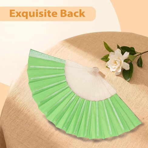 48 Pack Handheld Foldable Fan,Glitter Fan for Weddings, Tea Parties, Bridal Showers & Party Favors, Decorative Folding Fan (Light Green) in Saudi Arabia