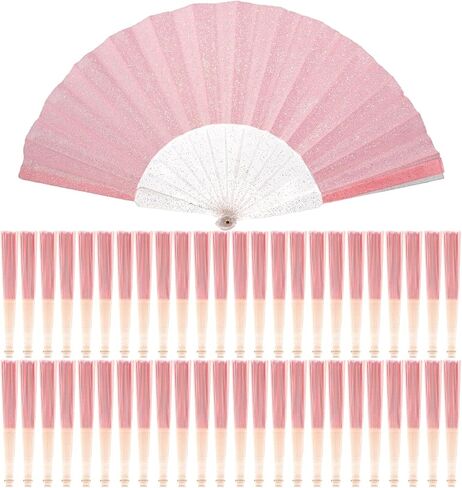48 Pack Handheld Foldable Fan,Glitter Fan for Weddings, Tea Parties, Bridal Showers & Party Favors, Decorative Folding Fan (Light Green) in Saudi Arabia