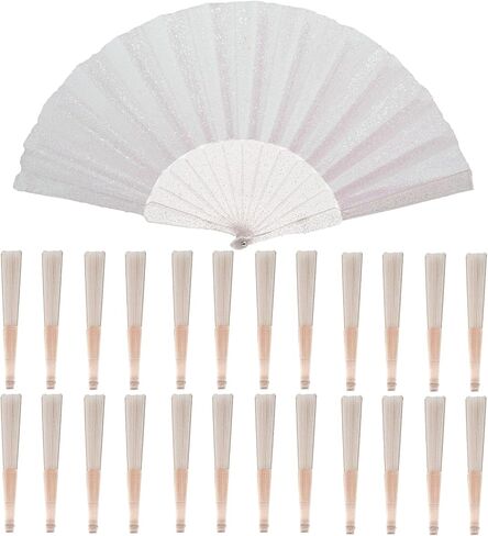 48 Pack Handheld Foldable Fan,Glitter Fan for Weddings, Tea Parties, Bridal Showers & Party Favors, Decorative Folding Fan (Light Green) in Saudi Arabia