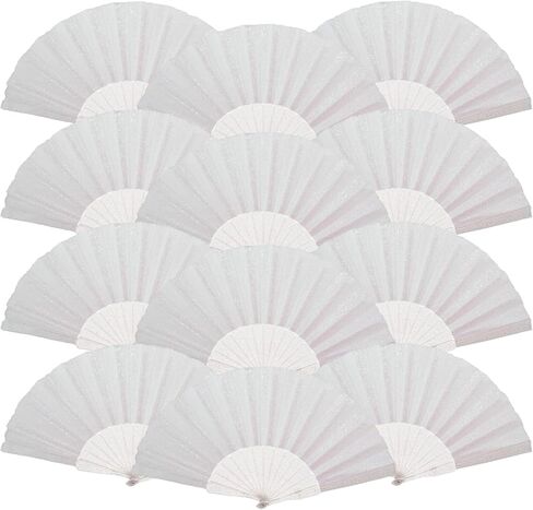48 Pack Handheld Foldable Fan,Glitter Fan for Weddings, Tea Parties, Bridal Showers & Party Favors, Decorative Folding Fan (Light Green) in Saudi Arabia