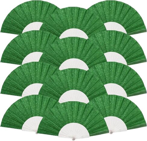 48 Pack Handheld Foldable Fan,Glitter Fan for Weddings, Tea Parties, Bridal Showers & Party Favors, Decorative Folding Fan (Light Green) in Saudi Arabia