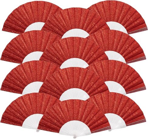 48 Pack Handheld Foldable Fan,Glitter Fan for Weddings, Tea Parties, Bridal Showers & Party Favors, Decorative Folding Fan (Light Green) in Saudi Arabia
