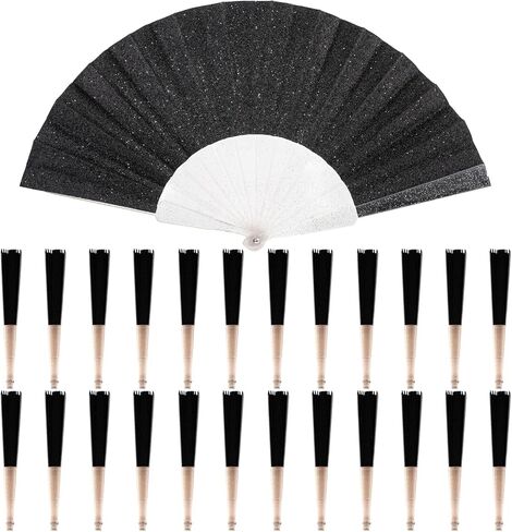48 Pack Handheld Foldable Fan, Glitter Fan for Weddings, Tea Parties & Bridal Showers, Decorative Folding Fan (Royal Blue) in Saudi Arabia