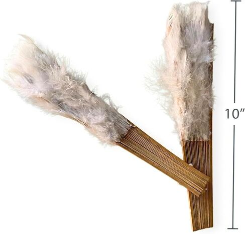Feather Fan – Set of 2 White Feather Fans Handheld Fans for Weddings Costumes Cosplay Dance Paper with Bamboo Ribs Vintage Regency Fan for Hand Fluffy Feathered Marie Antoinette Vintage Style 10" in Kuwait