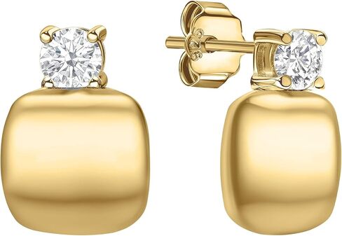 EcoGems 18K White | Yellow Gold Plated Silver Stud Earrings – Lab Grown Diamonds, Moissanite, Emerald, Sapphire & Freshwater Pearl Options – Fine Jewelry Gift for Women, Includes Gift Box in Saudi Arabia