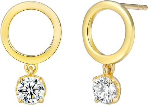 EcoGems 18K White | Yellow Gold Plated Silver Stud Earrings – Lab Grown Diamonds, Moissanite, Emerald, Sapphire & Freshwater Pearl Options – Fine Jewelry Gift for Women, Includes Gift Box in Saudi Arabia