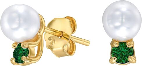 EcoGems 18K White | Yellow Gold Plated Silver Stud Earrings – Lab Grown Diamonds, Moissanite, Emerald, Sapphire & Freshwater Pearl Options – Fine Jewelry Gift for Women, Includes Gift Box in Saudi Arabia