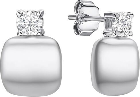 EcoGems 18K White | Yellow Gold Plated Silver Stud Earrings – Lab Grown Diamonds, Moissanite, Emerald, Sapphire & Freshwater Pearl Options – Fine Jewelry Gift for Women, Includes Gift Box in Saudi Arabia