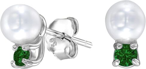 EcoGems 18K White | Yellow Gold Plated Silver Stud Earrings – Lab Grown Diamonds, Moissanite, Emerald, Sapphire & Freshwater Pearl Options – Fine Jewelry Gift for Women, Includes Gift Box in Saudi Arabia