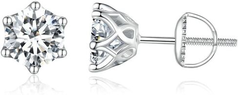 S925 Sterling Silver 0.5ct VVS1 D-color Diamond Screw Back Stud Earrings for Women, Elegant for Engagements or Birthday Celebrations in Kuwait