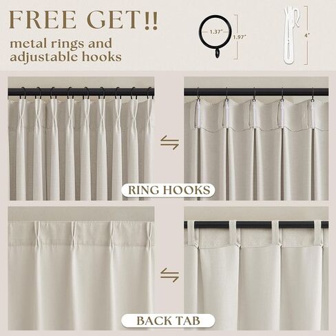 Pinch Pleated 90 Inch Linen Curtains for Living Room Bedroom 2 Panels Cream Natural Memory Trained Pinch Pleat Back Tab Light Filtering Semi Sheer Window Drapes Birch Curtains 40 x 90 Inches Long in Saudi Arabia