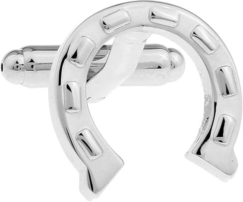 Horseshoe Horse Race Silver Cufflinks – Stylish Accessory for Equestrian Enthusiasts, Ideal for Formal and Casual Events in Saudi Arabia