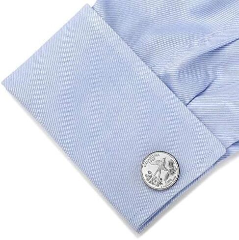 Oklahoma Quarter Cufflinks 2008 Uncirculated Handcrafted State Coin Cufflinks Scissortail Flycatcher & Wildflowers Design Oklahoma Souvenir in Kuwait