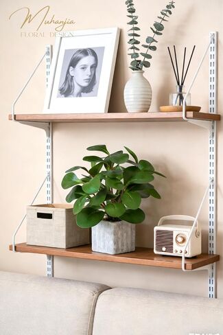 Muhanjia Artificial Potted Plant, Lifelike Faux Greenery in Decorative Cement-Look Square Pot for Indoor Home Decor Centerpieces (Peperomia) in Saudi Arabia