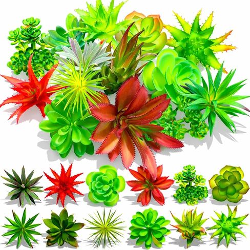 12 Pack Artificial Succulents, Mini Fake Succulent Plants Assortment, Small Faux Plastic Plants for DIY Crafts, Terrarium, Fairy Garden, Home Office Desk Decor in Saudi Arabia
