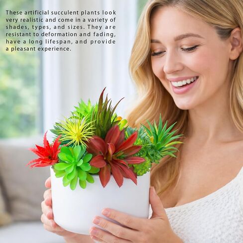 12 Pack Artificial Succulents, Mini Fake Succulent Plants Assortment, Small Faux Plastic Plants for DIY Crafts, Terrarium, Fairy Garden, Home Office Desk Decor in Saudi Arabia