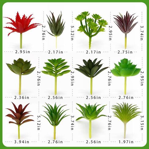 12 Pack Artificial Succulents, Mini Fake Succulent Plants Assortment, Small Faux Plastic Plants for DIY Crafts, Terrarium, Fairy Garden, Home Office Desk Decor in Saudi Arabia