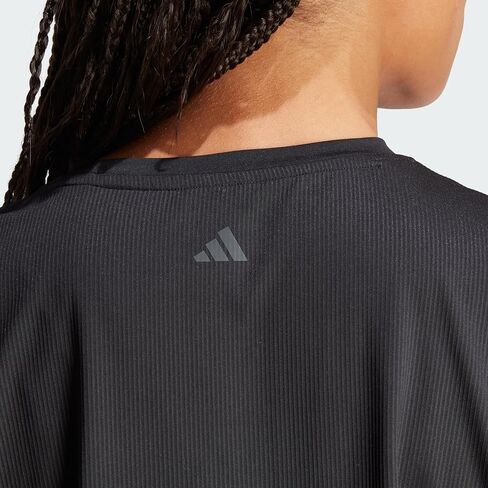 قمصان علوية كاجوال للتدريب الرياضي بأكمام قصيرة ورقبة دائرية من adidas للسيدات - أسود in Kuwait