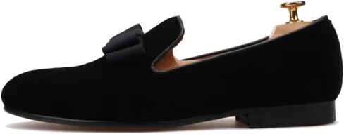 FERUCCI Handmade Men Black Velvet with Black Bow Slippers Loafers in Saudi Arabia