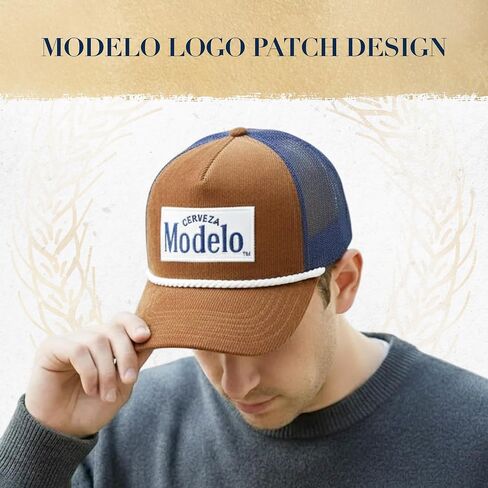 قبعة Modelo Trucker، قبعة بيسبول كلاسيكية، شبكة خلفية بتفاصيل حبل، قفل خلفي قابل للتعديل، سروال قصير in Kuwait