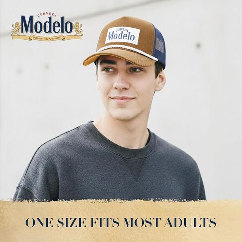 قبعة Modelo Trucker، قبعة بيسبول كلاسيكية، شبكة خلفية بتفاصيل حبل، قفل خلفي قابل للتعديل، سروال قصير in Kuwait