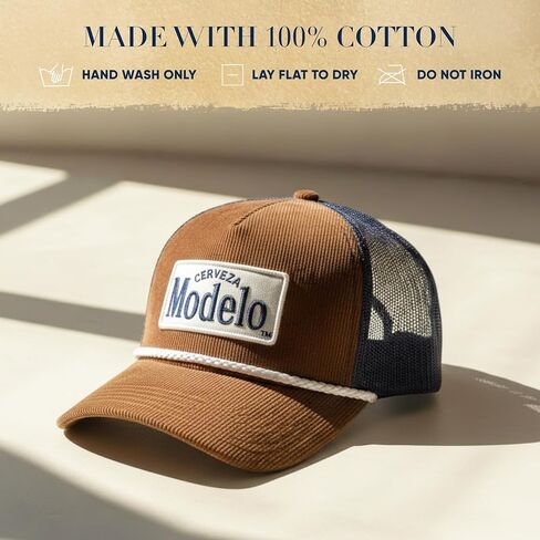 قبعة Modelo Trucker، قبعة بيسبول كلاسيكية، شبكة خلفية بتفاصيل حبل، قفل خلفي قابل للتعديل، سروال قصير in Kuwait