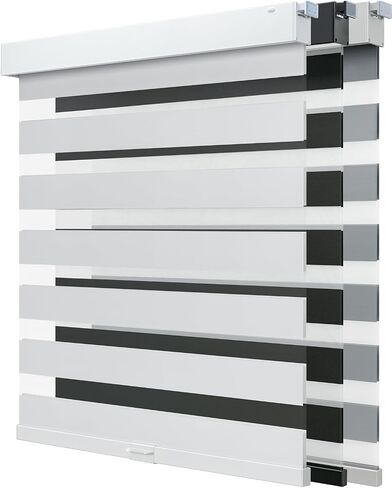 No Drill Zebra Blinds for Indoor Windows, Cordless Light Filtering Tension Blinds for Windows, Dual Layer Easy Install No Screw Zebra Shades for Privacy Protection (White, 52" W x 72" H) in Saudi Arabia