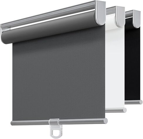 Cordless 100% Blackout Roller Shades for Windows,UV Protection Pull Down Shades,Room Darkening Door Blinds Thermal Insulated Fabric for Home Office and Bedroom(17" W x 72" H,Grey) in Saudi Arabia