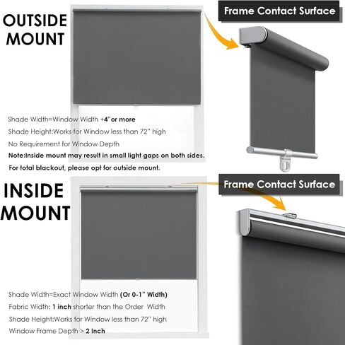 Cordless 100% Blackout Roller Shades for Windows,UV Protection Pull Down Shades,Room Darkening Door Blinds Thermal Insulated Fabric for Home Office and Bedroom(17" W x 72" H,Grey) in Saudi Arabia