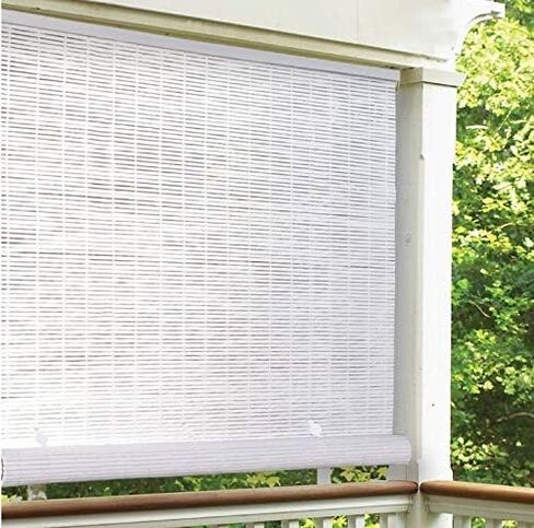 LH Lewis Hyman 3320166 72" W x 72" L Cordless White PVC Roll Up Patio Blinds - Quantity 2 in Saudi Arabia