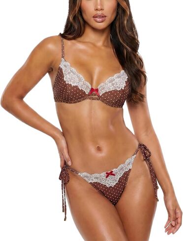 Awoscut Women's 2 Piece Bikini Sets Swimsuits Lace Trim Bow Bra and Bottom Summer Bathing Suits Beach Swimwear in Saudi Arabia