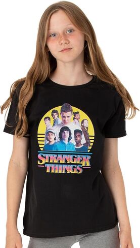 Stranger Things T-Shirt Kids Girls Boys Characters Logo Black Outfit Top 9-10 Years in Saudi Arabia