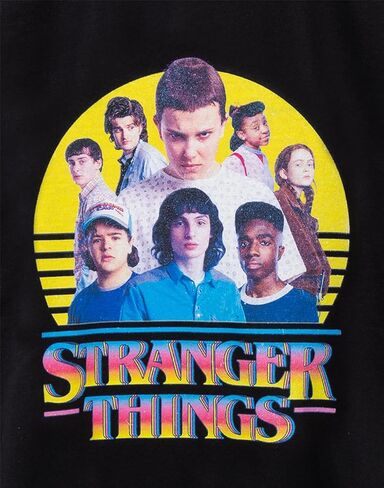 Stranger Things T-Shirt Kids Girls Boys Characters Logo Black Outfit Top 9-10 Years in Saudi Arabia