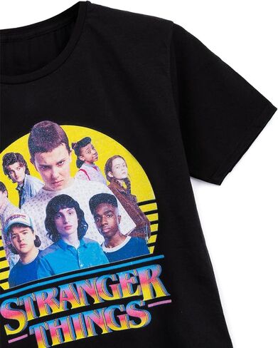 Stranger Things T-Shirt Kids Girls Boys Characters Logo Black Outfit Top 9-10 Years in Saudi Arabia