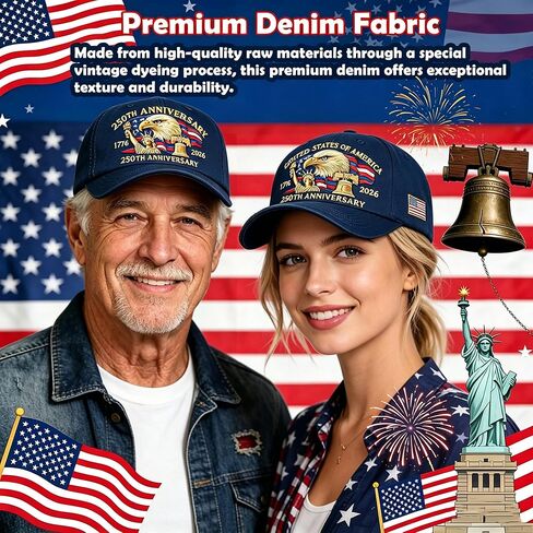 CHICHO 250th Anniversary USA Hat for Women & Men 1776–2026, Embroidered Patriotic Baseball Cap Adjustable 4th of July Dad Hat in Saudi Arabia