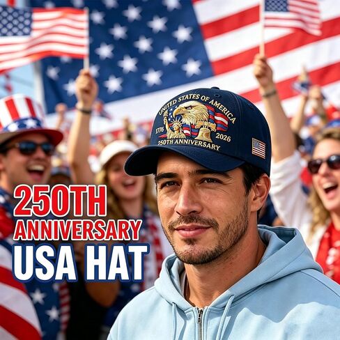 CHICHO 250th Anniversary USA Hat for Women & Men 1776–2026, Embroidered Patriotic Baseball Cap Adjustable 4th of July Dad Hat in Saudi Arabia