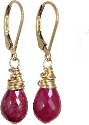 Ruby Earrings- Genuine Ruby Gemstone Teardrop Earrings- Gift Idea- Handmade Artisan Earrings- Back to School- Fall- Anniversary- Holiday in Saudi Arabia